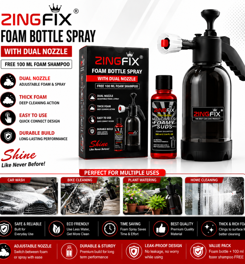 Zingfix Foam Bottle Spray With Dual Nozzle with Free 100ML Foam Shampoo