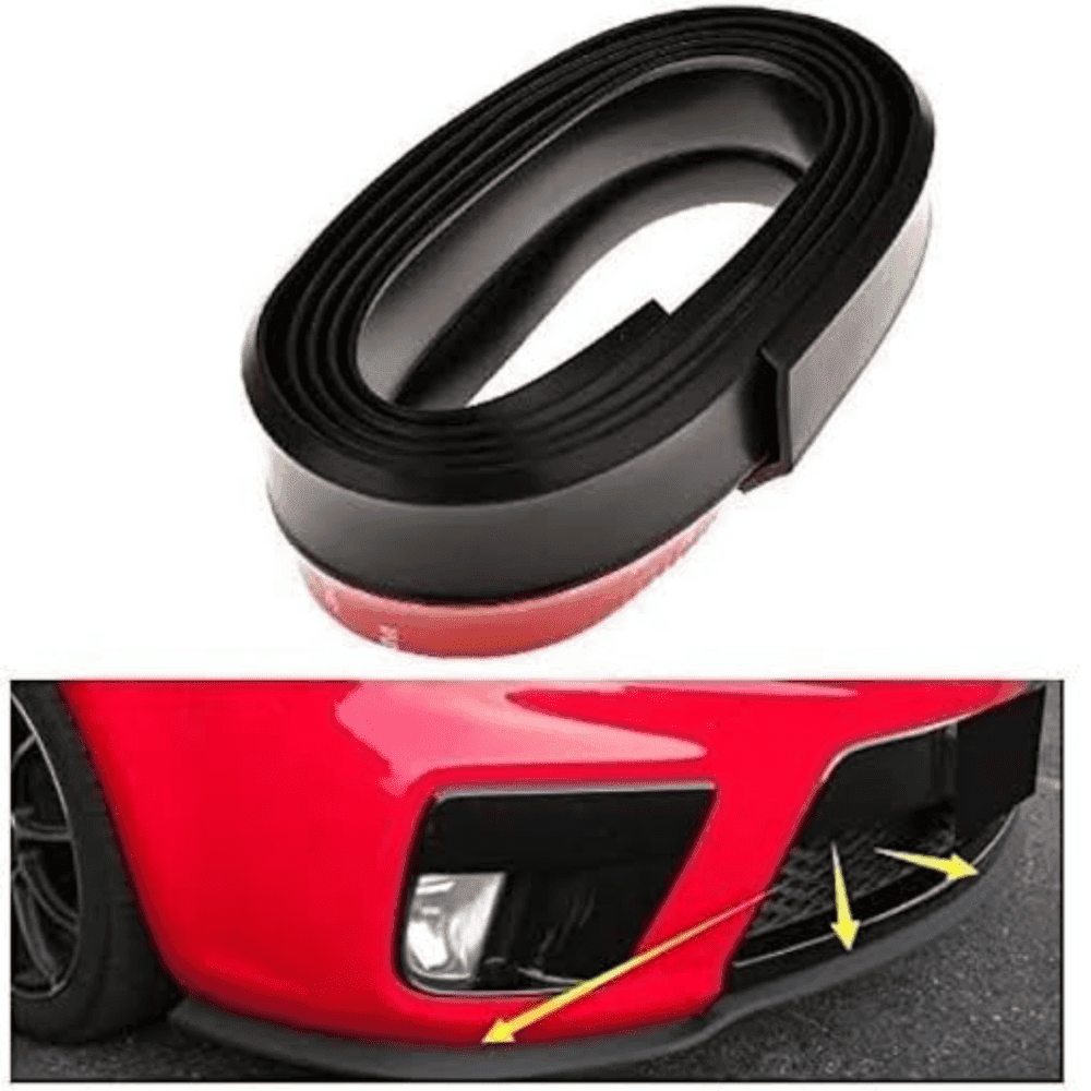 Universal Mugen Style Front Bumper Lip & Side Skirt Protector – Black with Double-Sided Tape - Image 2