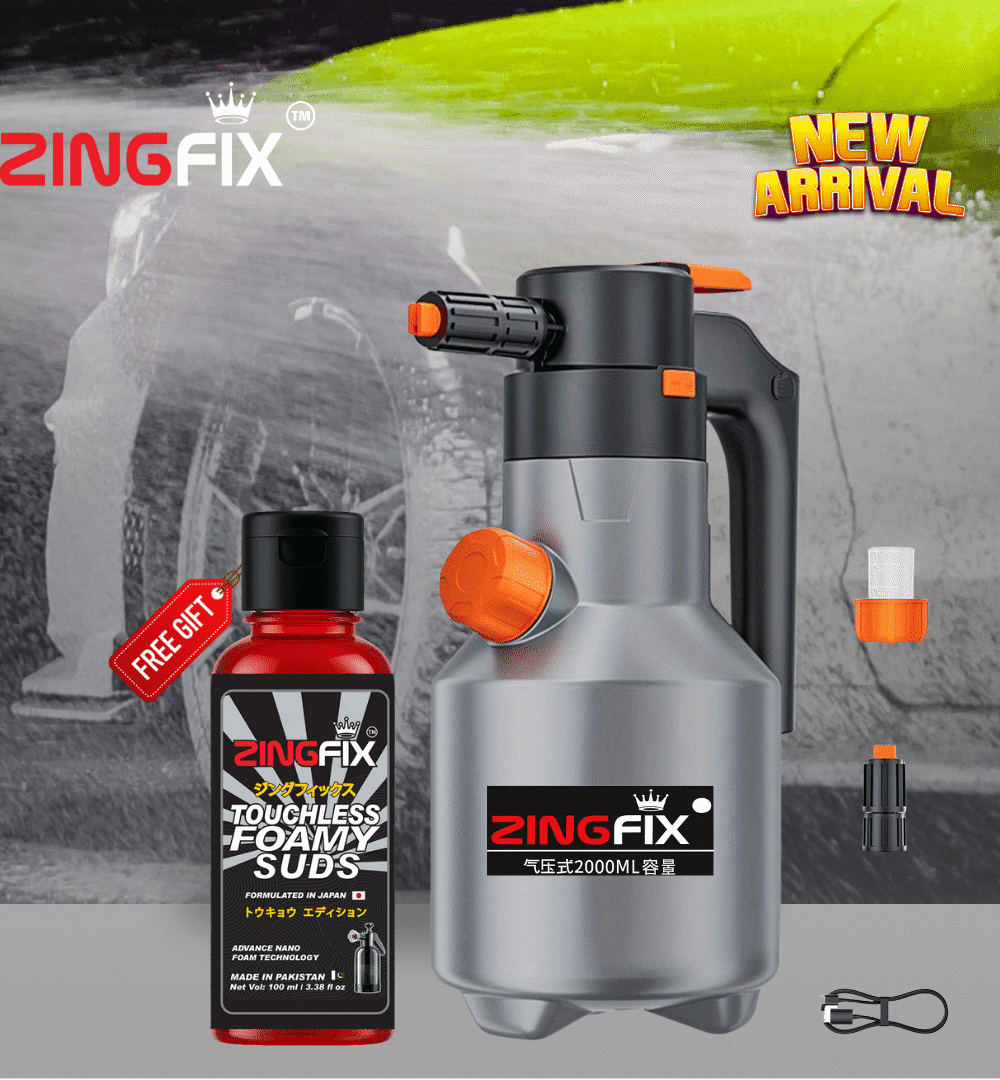 Zingfix Electric Foam Spray Bottle 2000ML with Free 100ML Foamy Shampoo