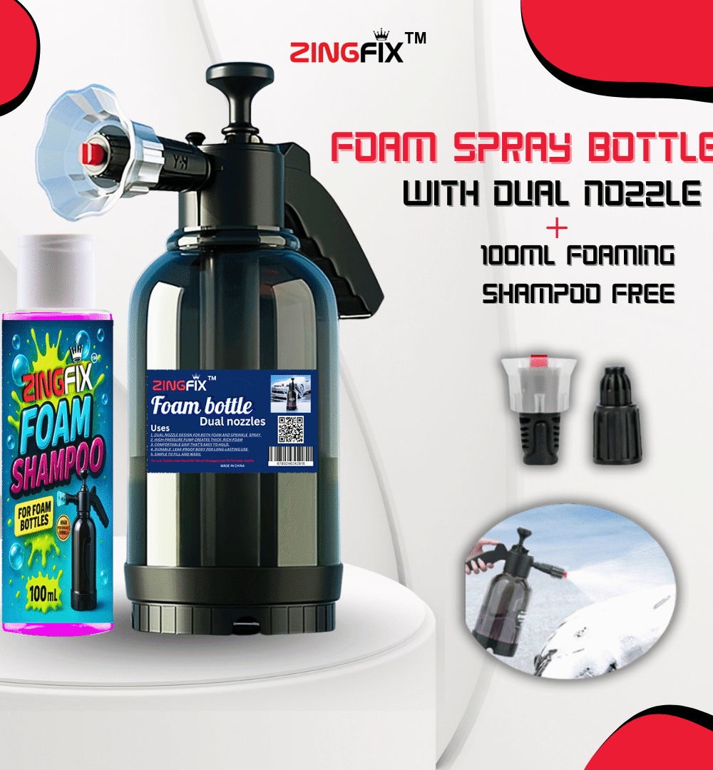 Zingfix Foam Bottle Spray With Dual Nozzle with Free 100ML Foam Shampoo