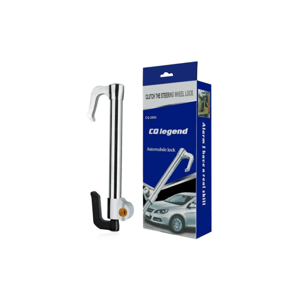 Universal Retractable Steering Wheel & Pedal Lock – Anti-Theft Security Bar (Silver)