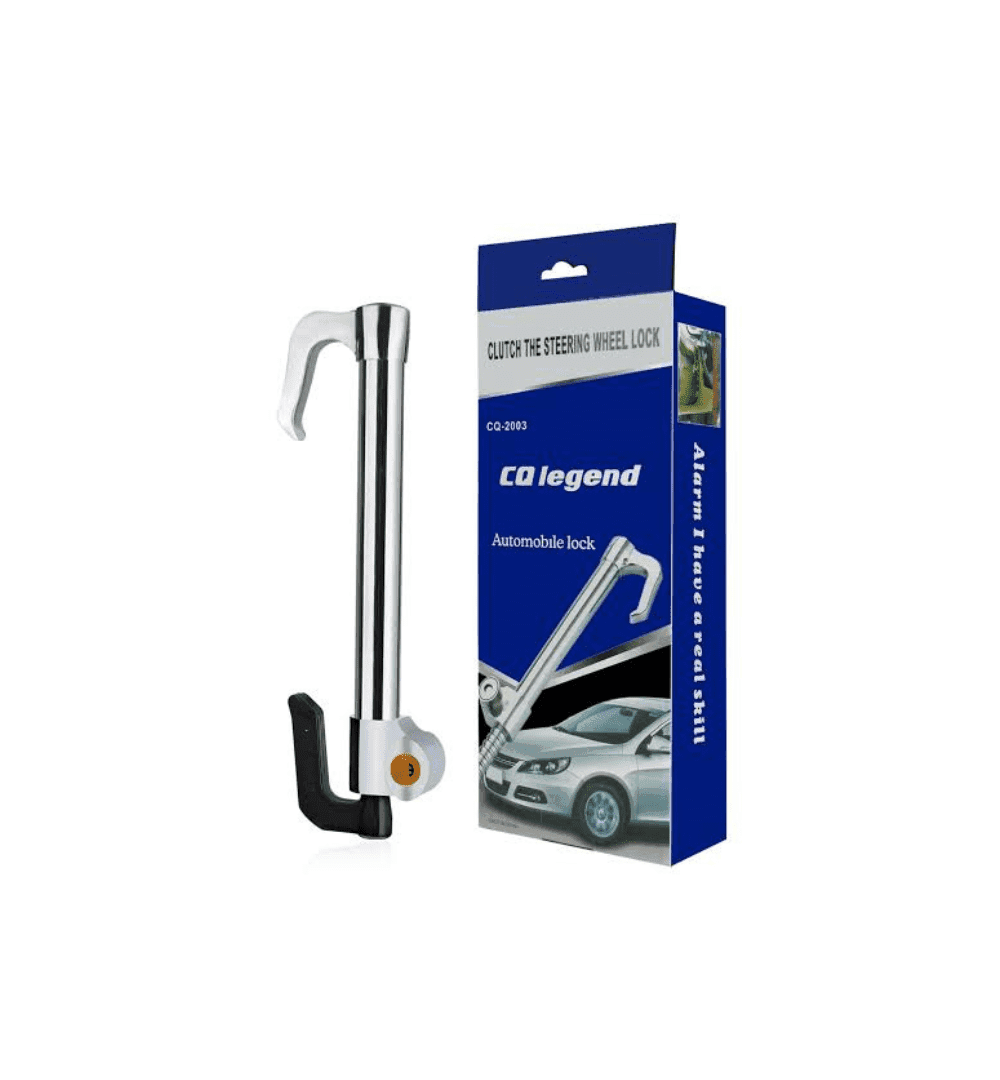 Universal Retractable Steering Wheel & Pedal Lock – Anti-Theft Security Bar (Silver)