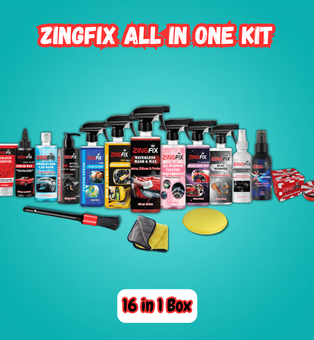 Zingfix All in One Car Detailing Kit (16 in 1 Box) – Complete Car Care, Inside & Out!