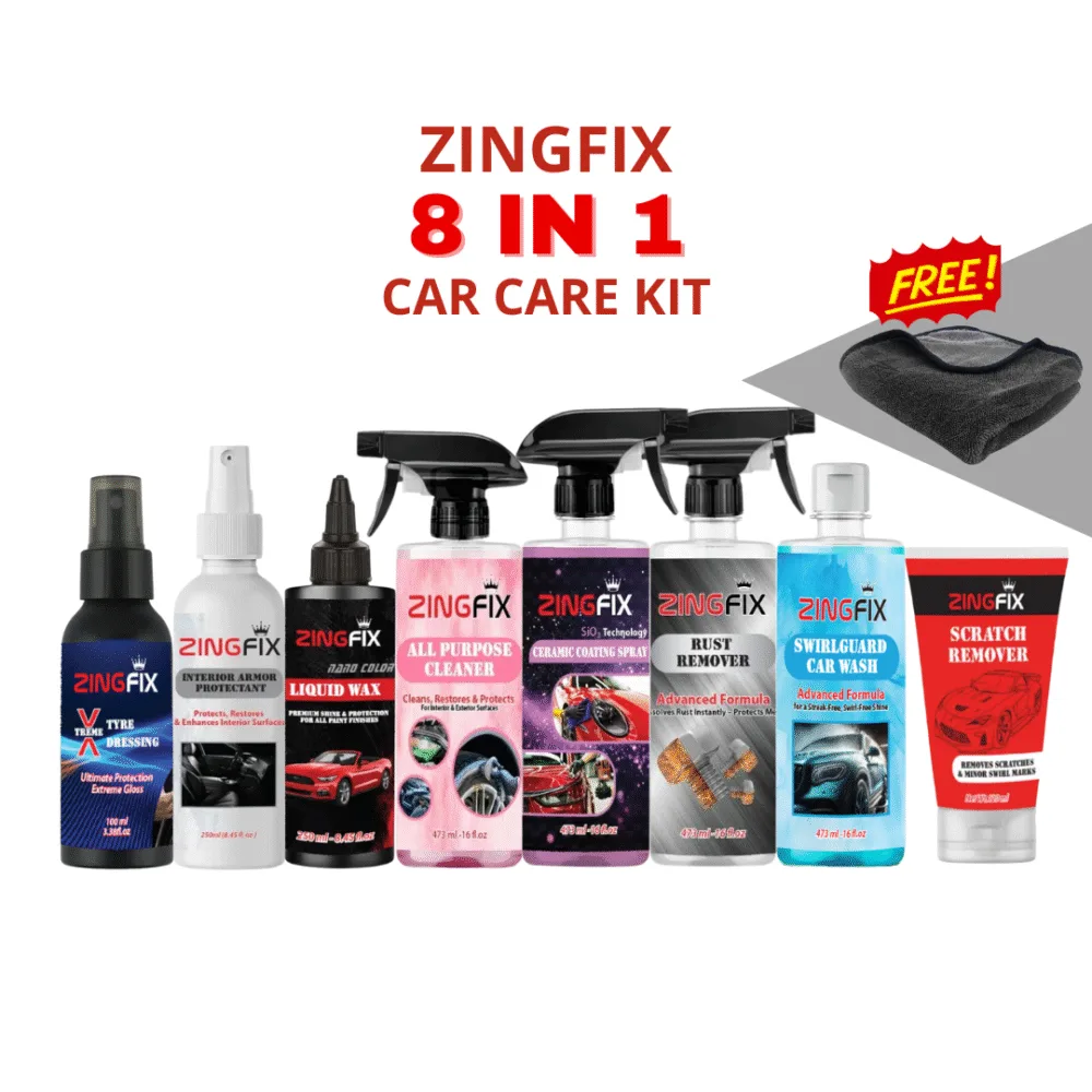 Zingfix 8 in 1 Car Care Kit + Free Twist Microfiber Towel