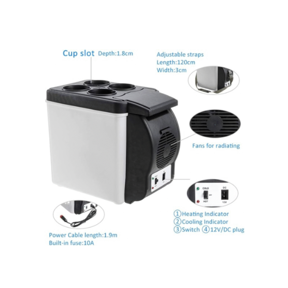 6L Portable Car Mini Fridge – Hot & Cold Storage Box | 12V Dual Mode Travel Refrigerator - Image 4
