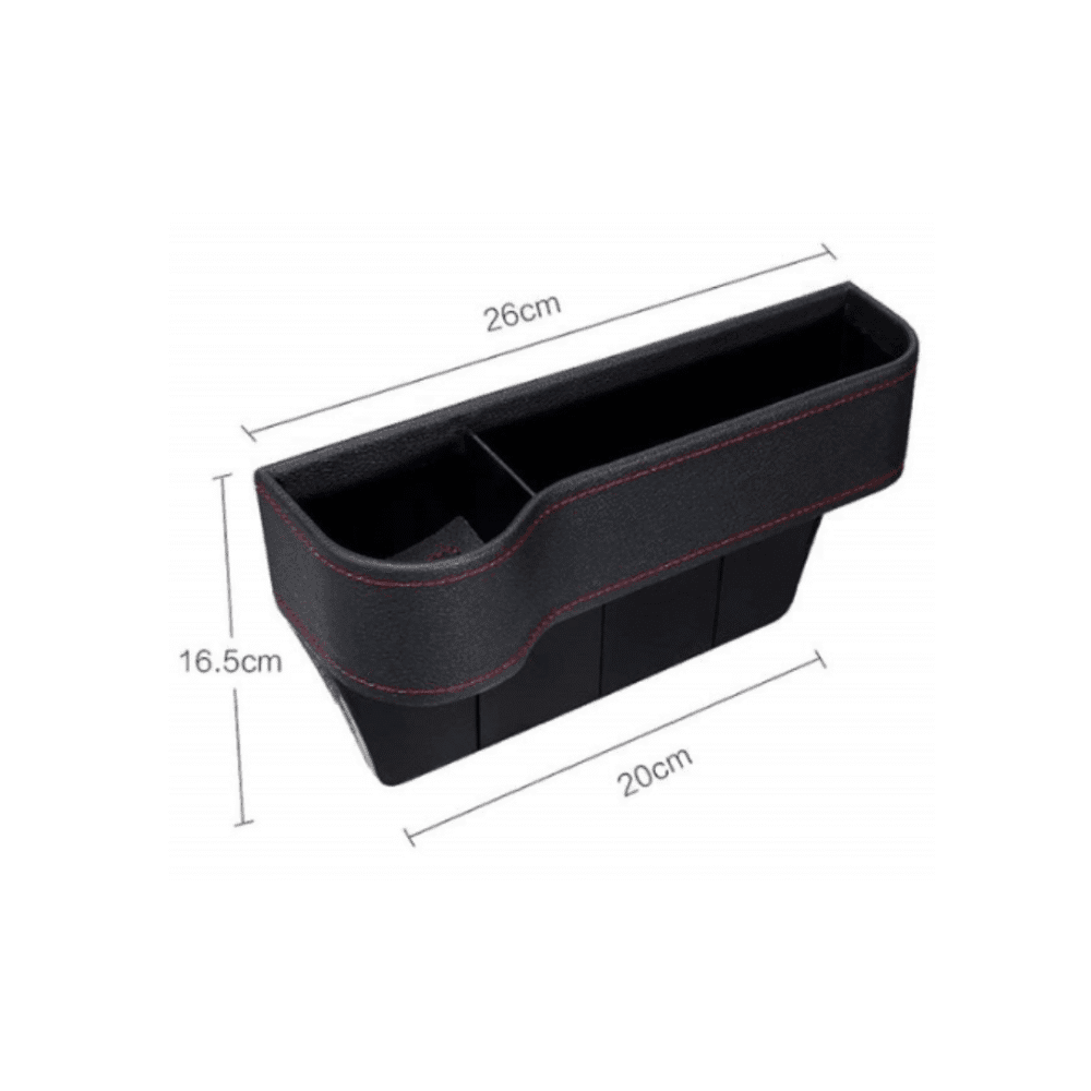 Universal Car Seat Gap Filler Organizer – Black Leather Pocket Storage Box (Pair) - Image 2