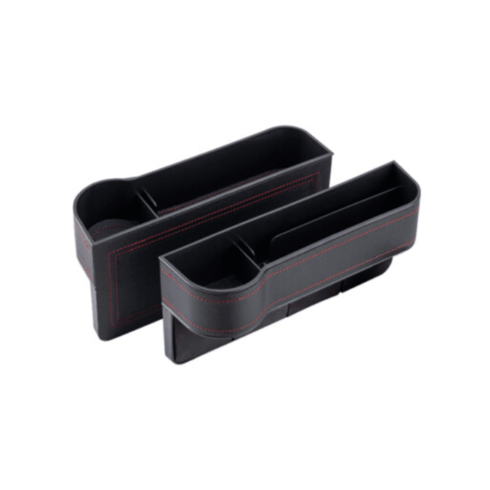 Universal Car Seat Gap Filler Organizer – Black Leather Pocket Storage Box (Pair)