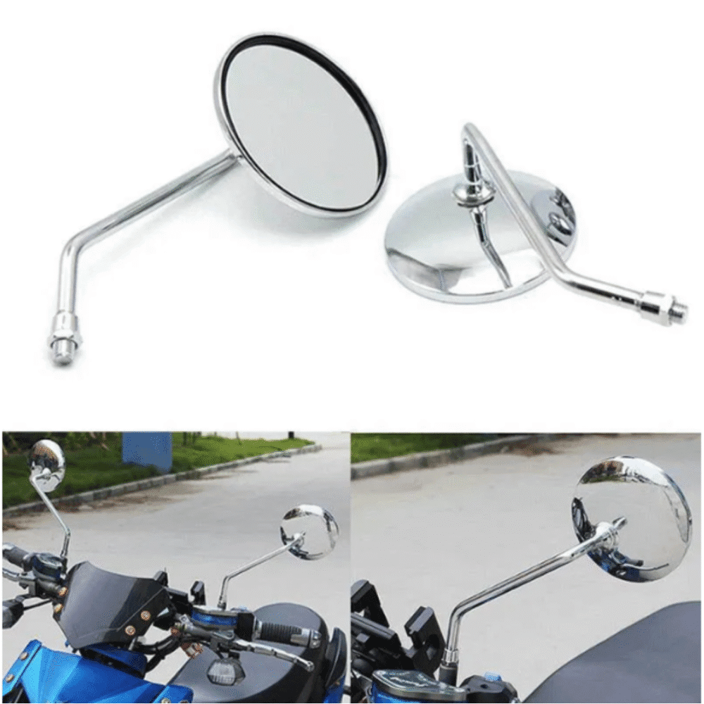 Chrome Fixed Rear View Side Mirrors – Universal Motorcycle Fit