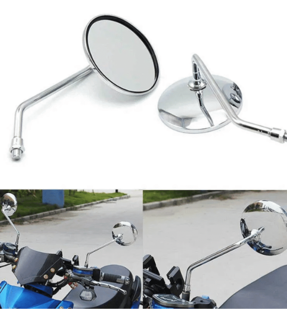 Chrome Fixed Rear View Side Mirrors – Universal Motorcycle Fit