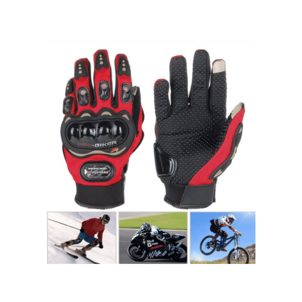 Racing/Riding Protective Full Finger Gloves – Red & Black