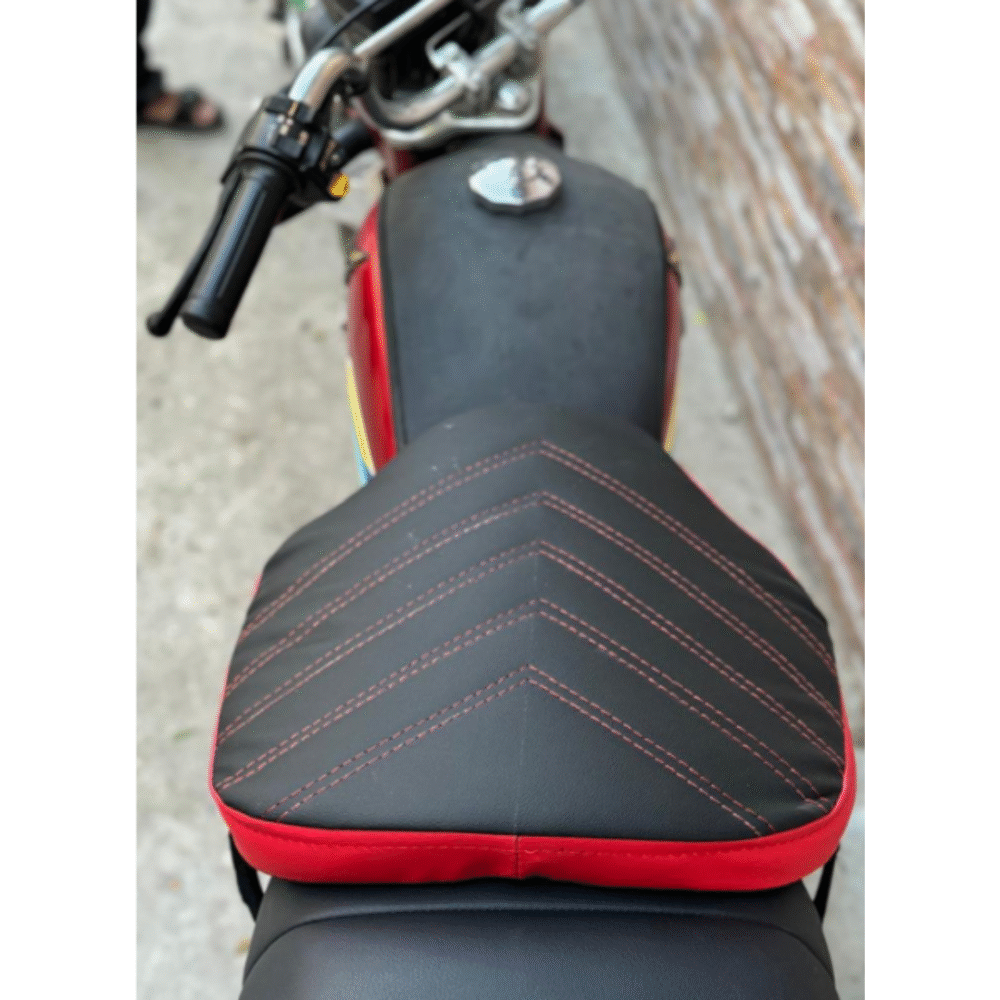 RoadMaster Red-Stitch Waterproof Bike Seat Cushion – Comfortable Long Travel Motorcycle Seat Cover