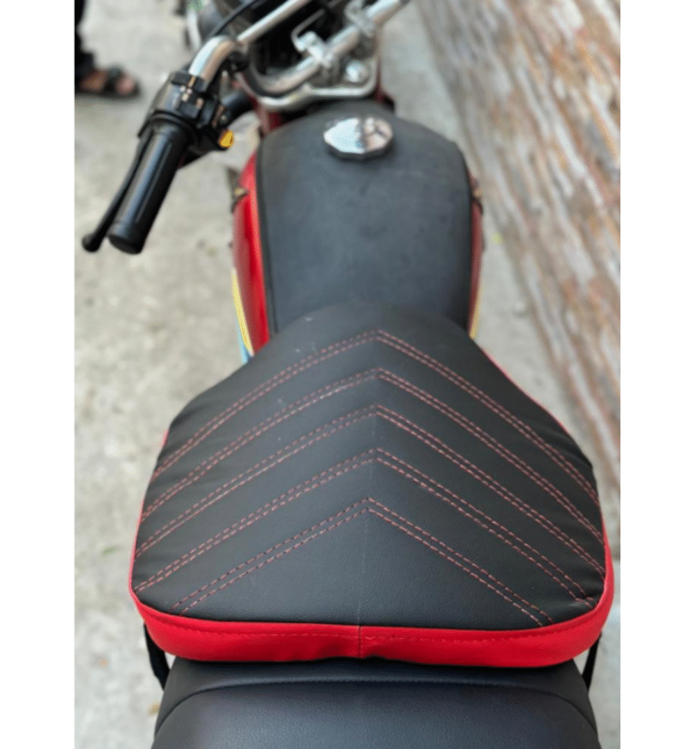 RoadMaster Red-Stitch Waterproof Bike Seat Cushion – Comfortable Long Travel Motorcycle Seat Cover