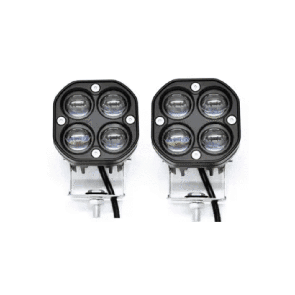 Dual-Color 4 Lens Projector LED Fog Lights (PAIR) – White/Yellow with Flasher Function