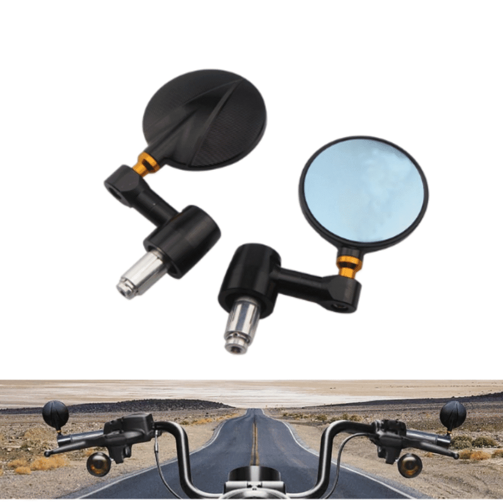 CNC 7/8" (22mm) Round Bar End Handlebar Mirrors – Premium Aluminum Side View