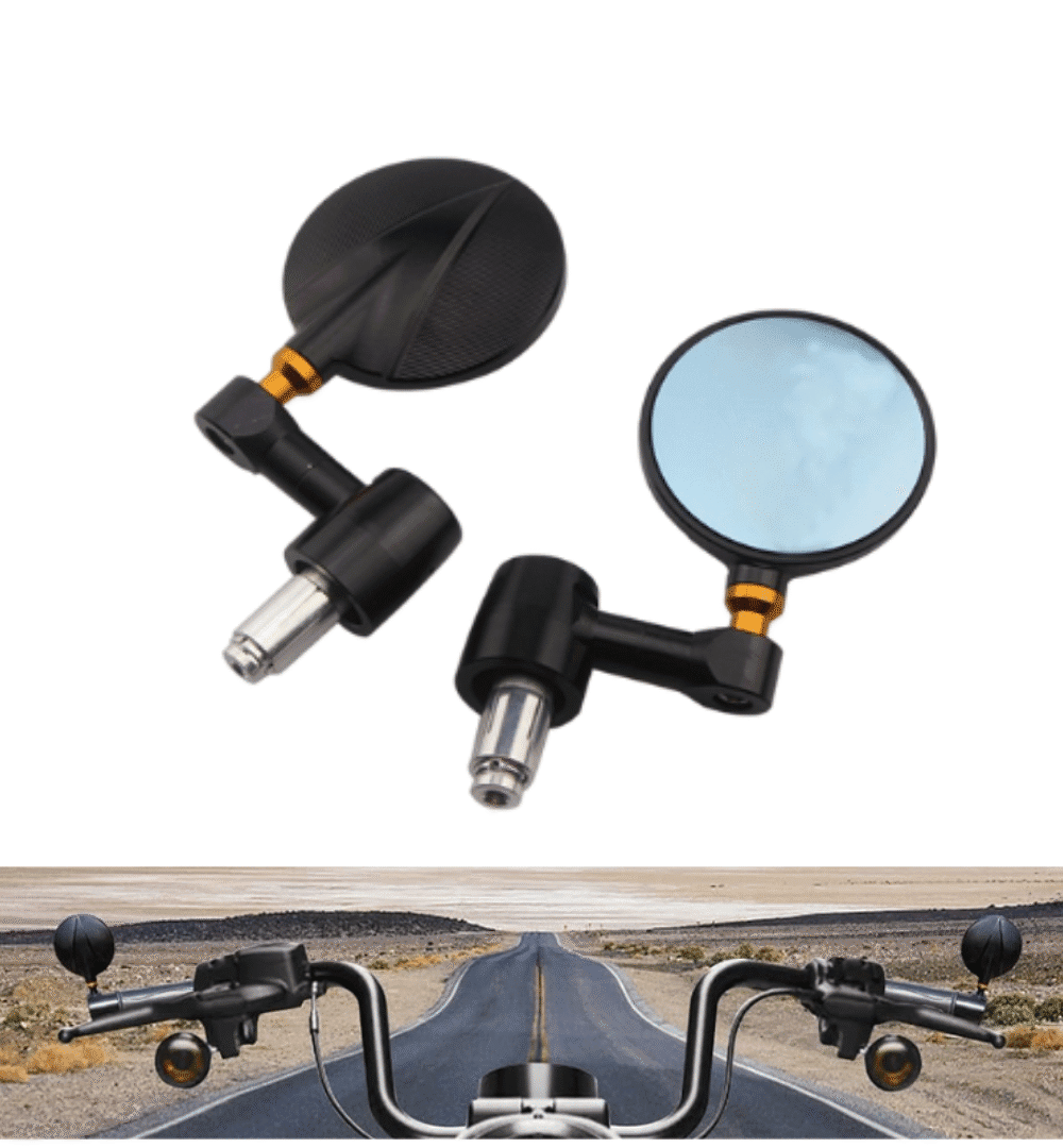 CNC 7/8" (22mm) Round Bar End Handlebar Mirrors – Premium Aluminum Side View