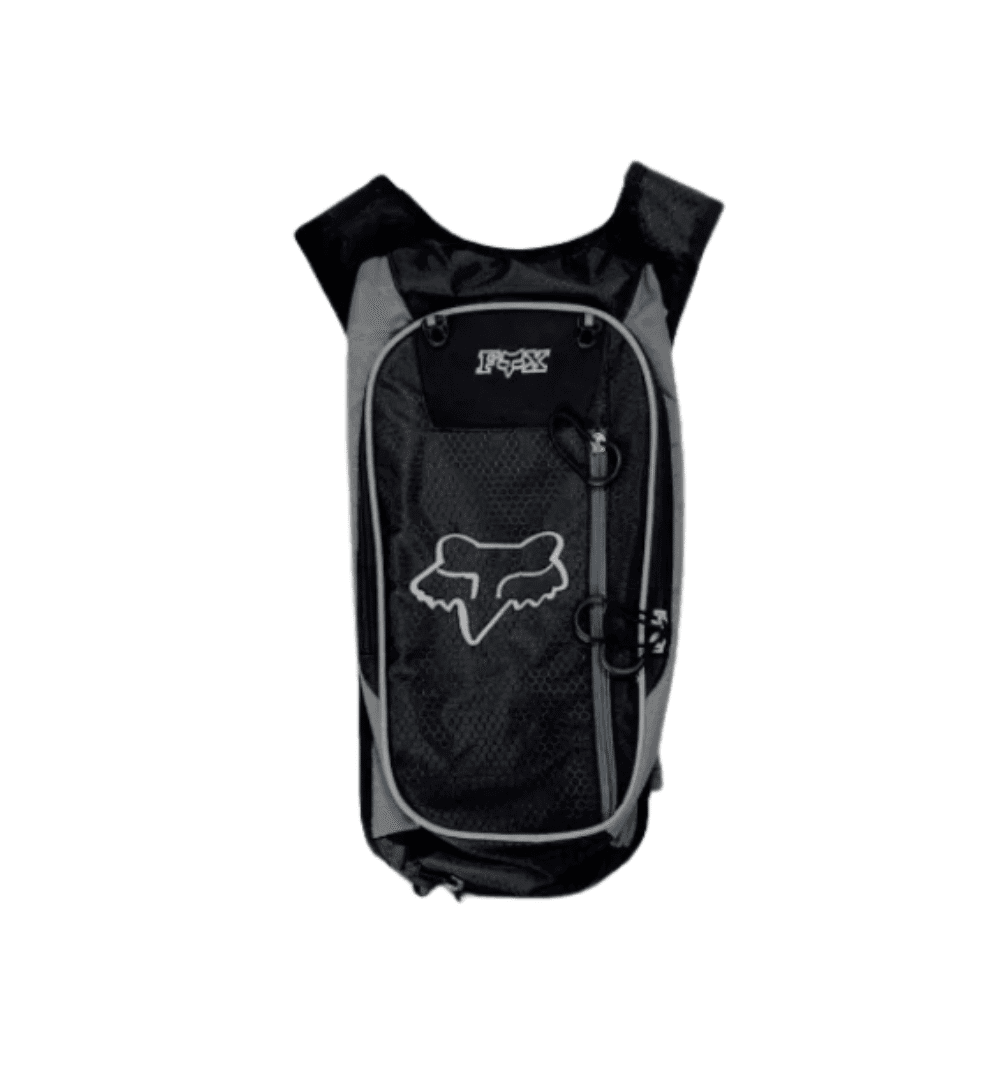 Fox Branded Hydration Backpack – Black with Grey Stripes | 2L HQ Bladder