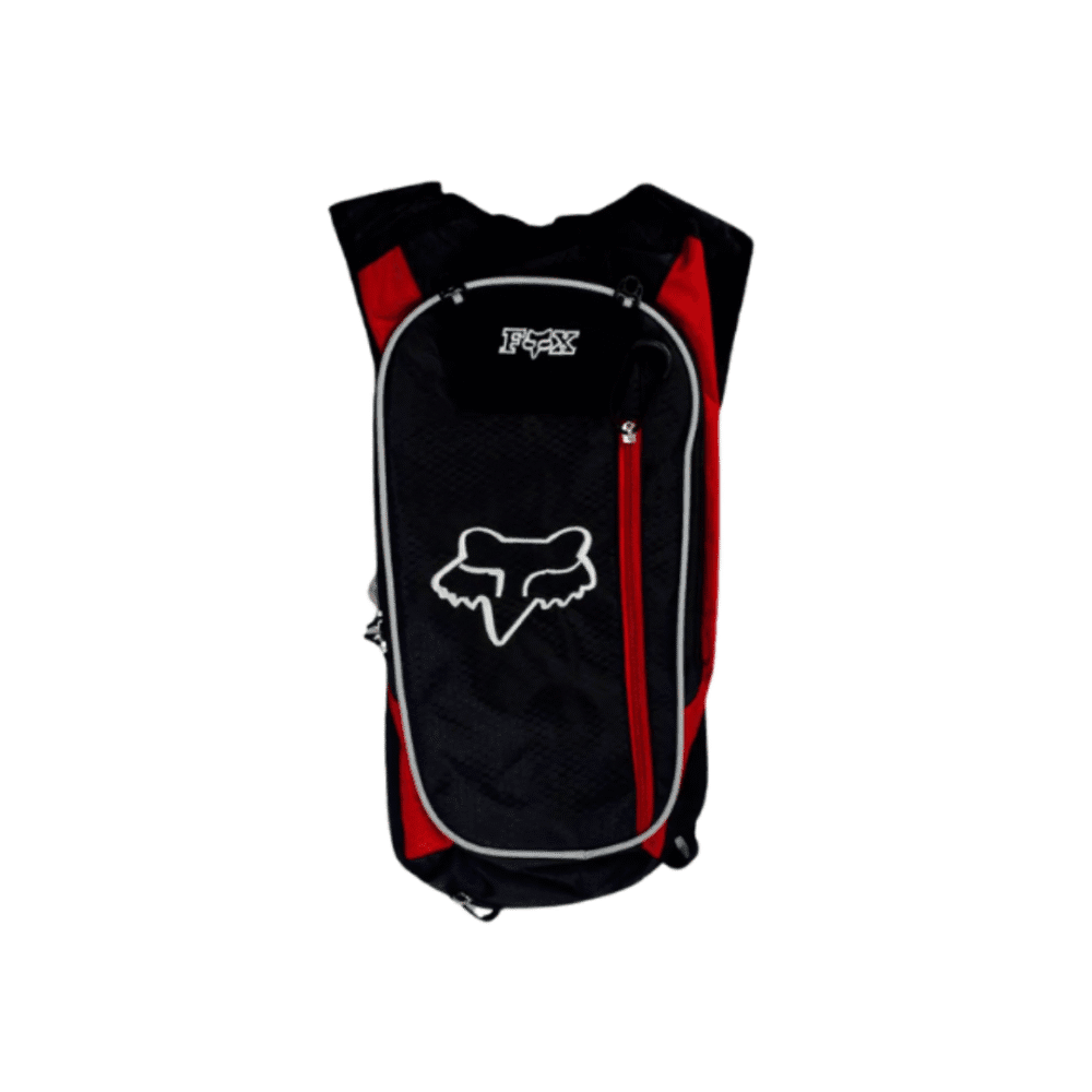 Fox Branded Hydration Backpack – Black with Red Stripes | 2L HQ Bladder