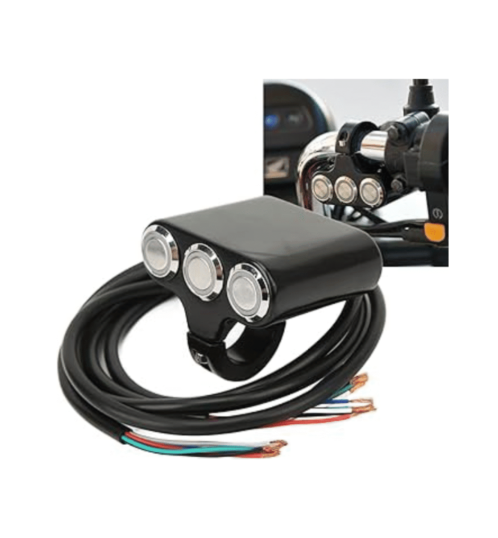 High-Quality 3-Point Push Button Control Panel – Metal Handlebar Switch for Motorcycles