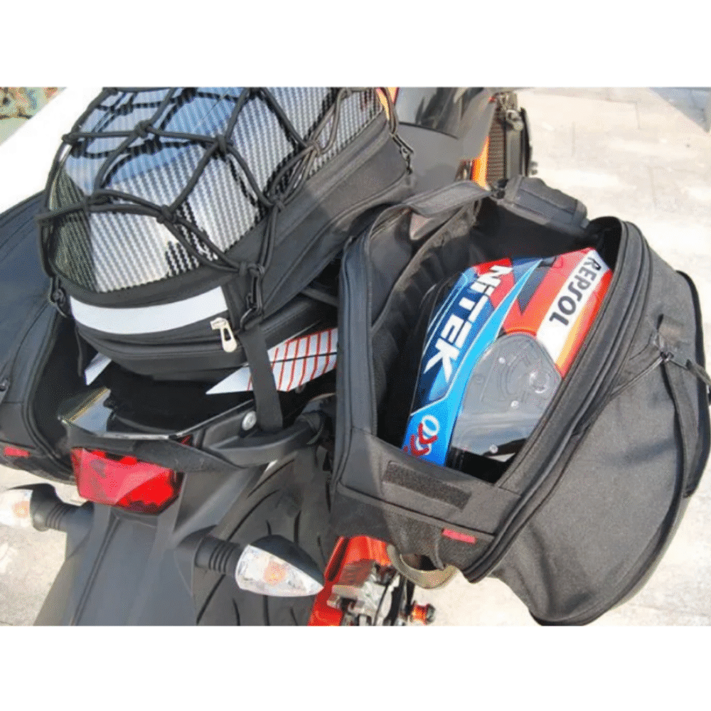 Komine SA-212 Expandable Motorcycle Saddle Bags with Rain Cover (Pair) - Image 3
