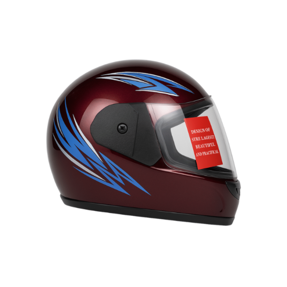 Full Face Motorcycle Helmet – Glossy Maroon - Standard Size