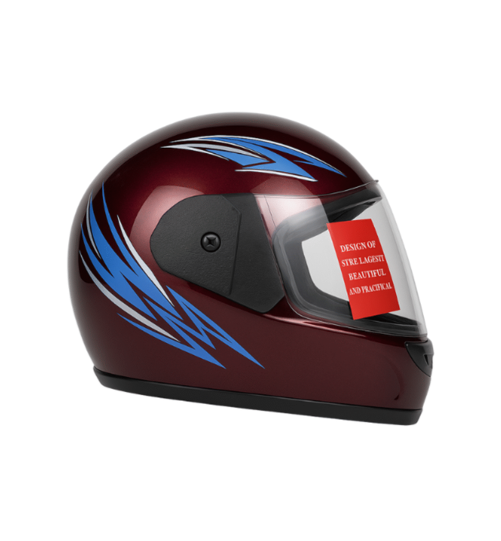 Full Face Motorcycle Helmet – Glossy Maroon - Standard Size