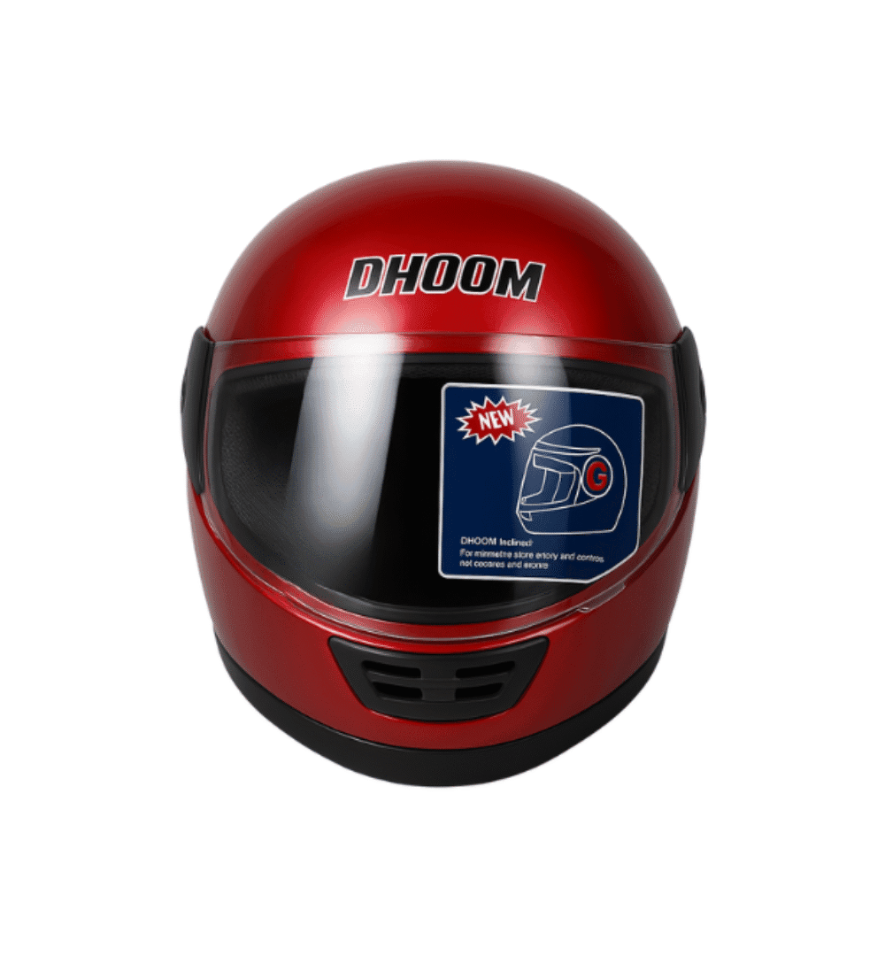 DHOOM Full Face Motorcycle Helmet – Glossy Red