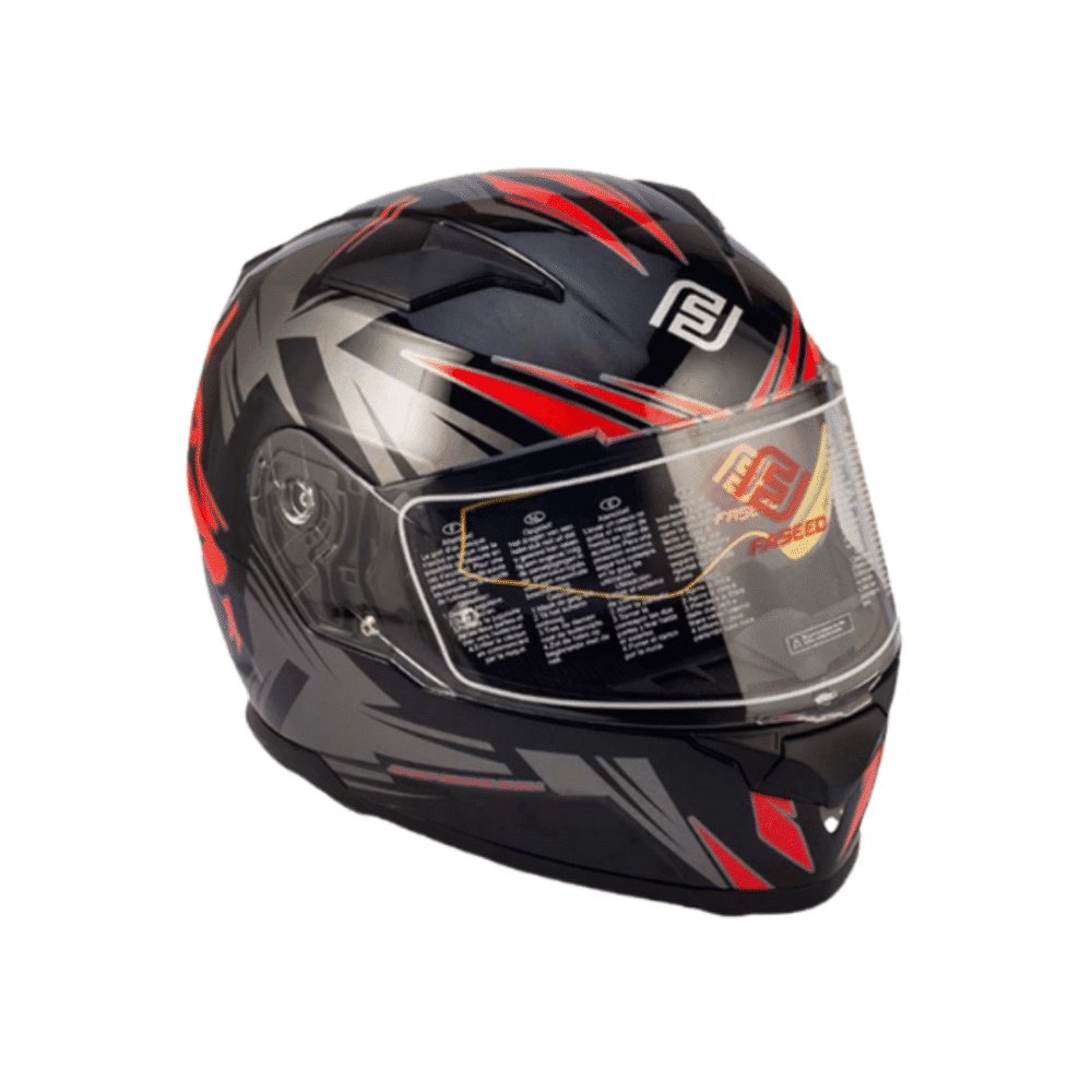 FASEED 817 LEO Glossy Red Dual Visor Full Face Helmet – ECE Certified