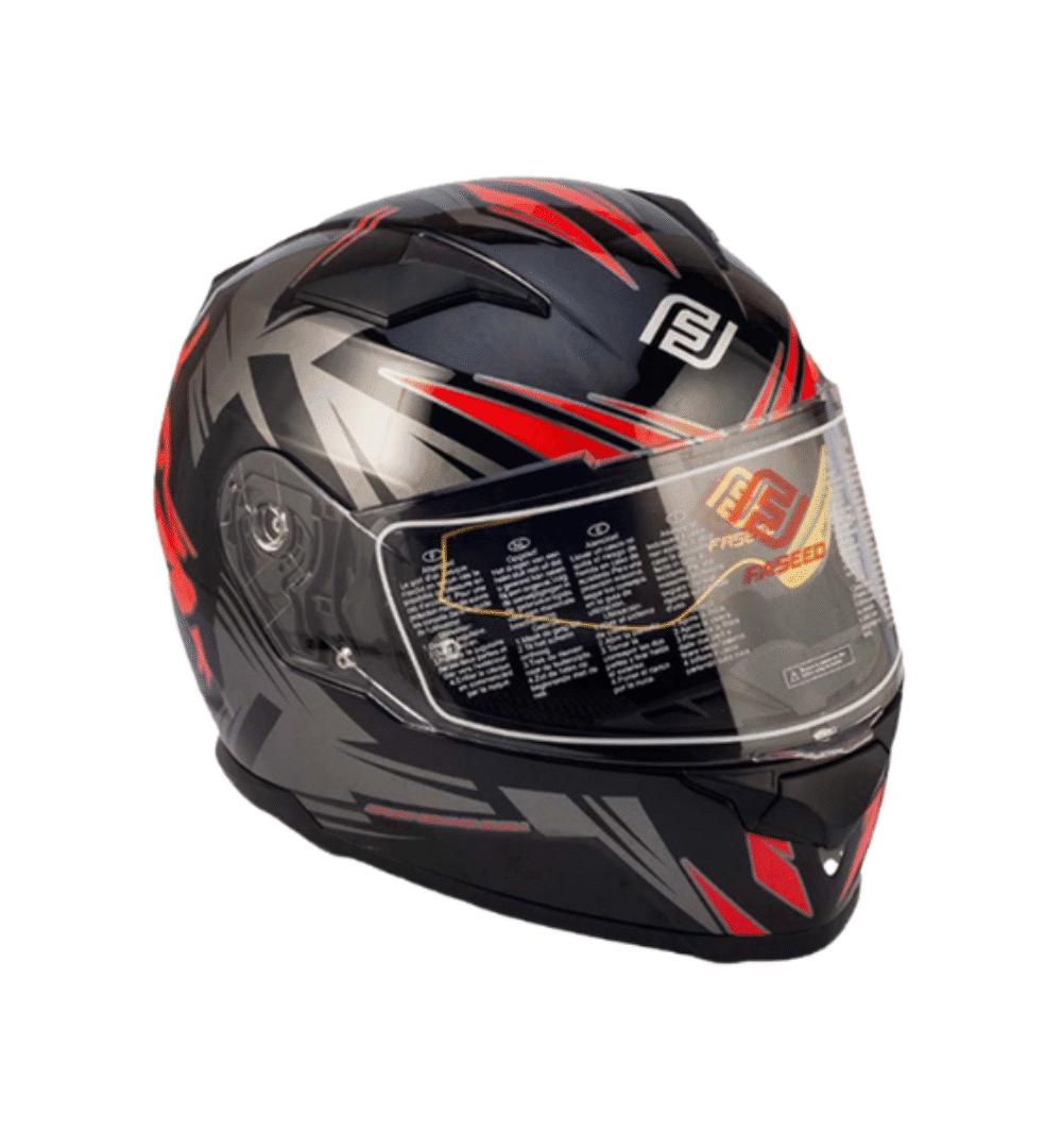 FASEED 817 LEO Glossy Red Dual Visor Full Face Helmet – ECE Certified