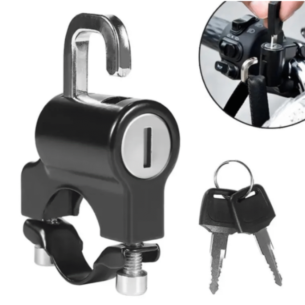 Motorcycle Helmet Lock – Handlebar Anti-Theft Security (22mm–26mm) with 2 Keys - Image 2