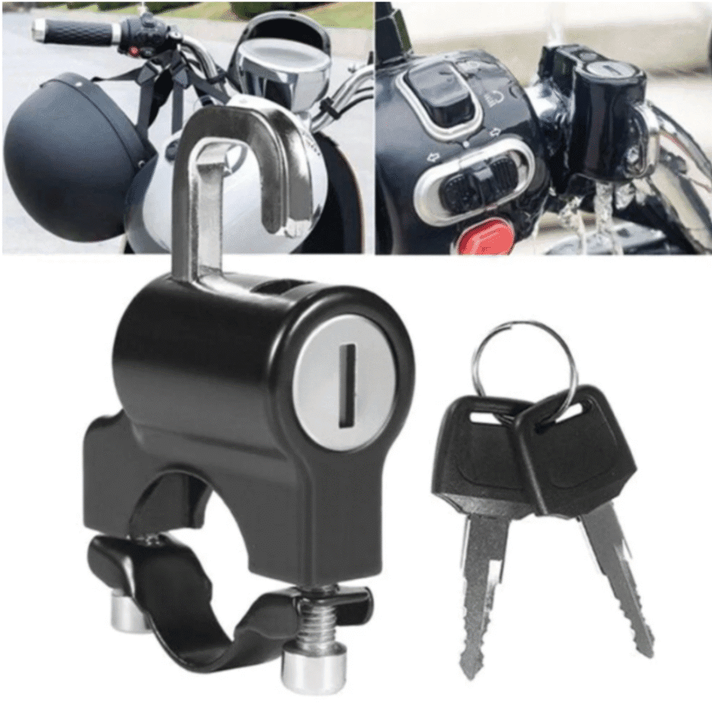 Motorcycle Helmet Lock – Handlebar Anti-Theft Security (22mm–26mm) with 2 Keys