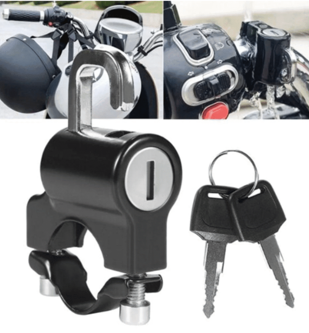 Motorcycle Helmet Lock – Handlebar Anti-Theft Security (22mm–26mm) with 2 Keys