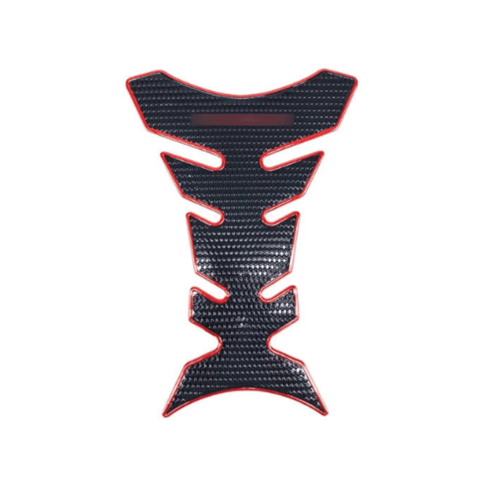 Universal Carbon Fiber with Red Border Tank Pad – Peel & Stick Fuel Tank Protector
