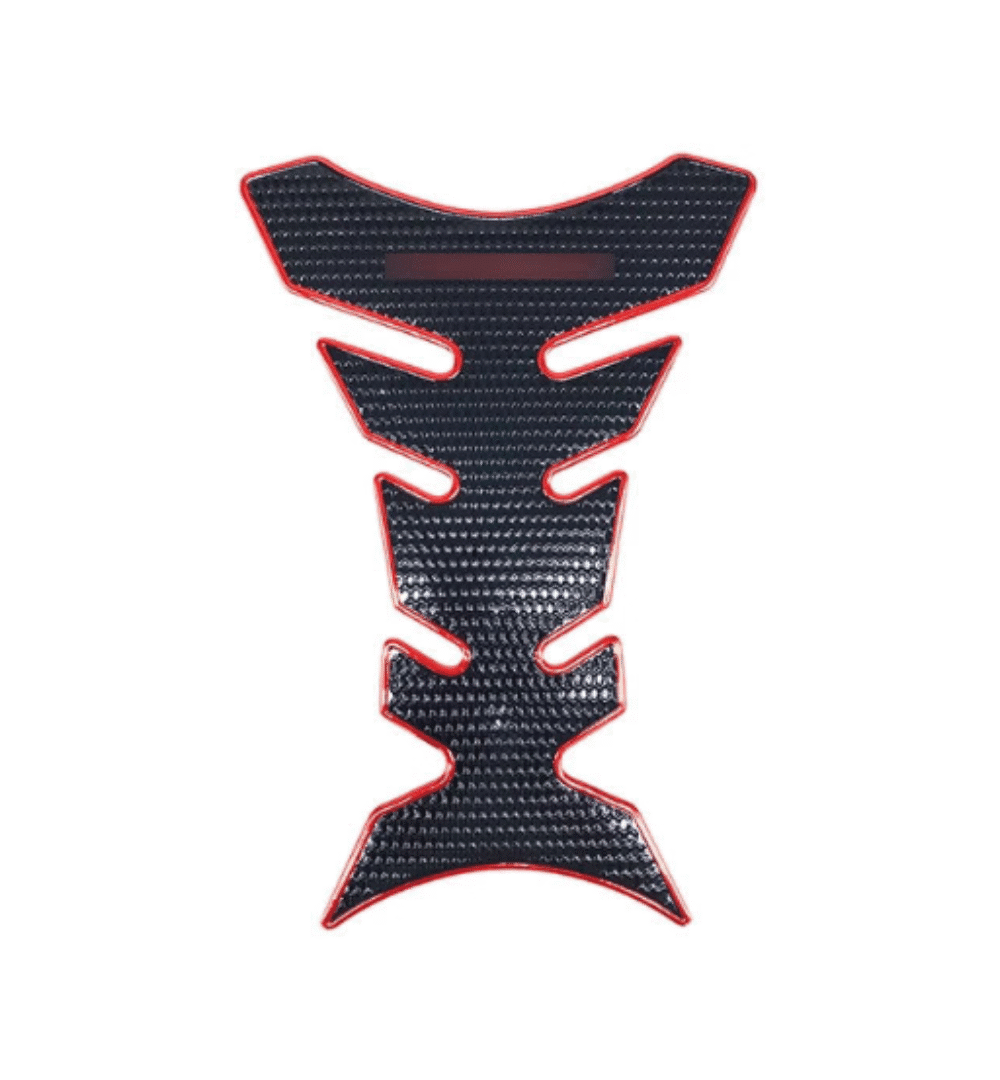Universal Carbon Fiber with Red Border Tank Pad – Peel & Stick Fuel Tank Protector
