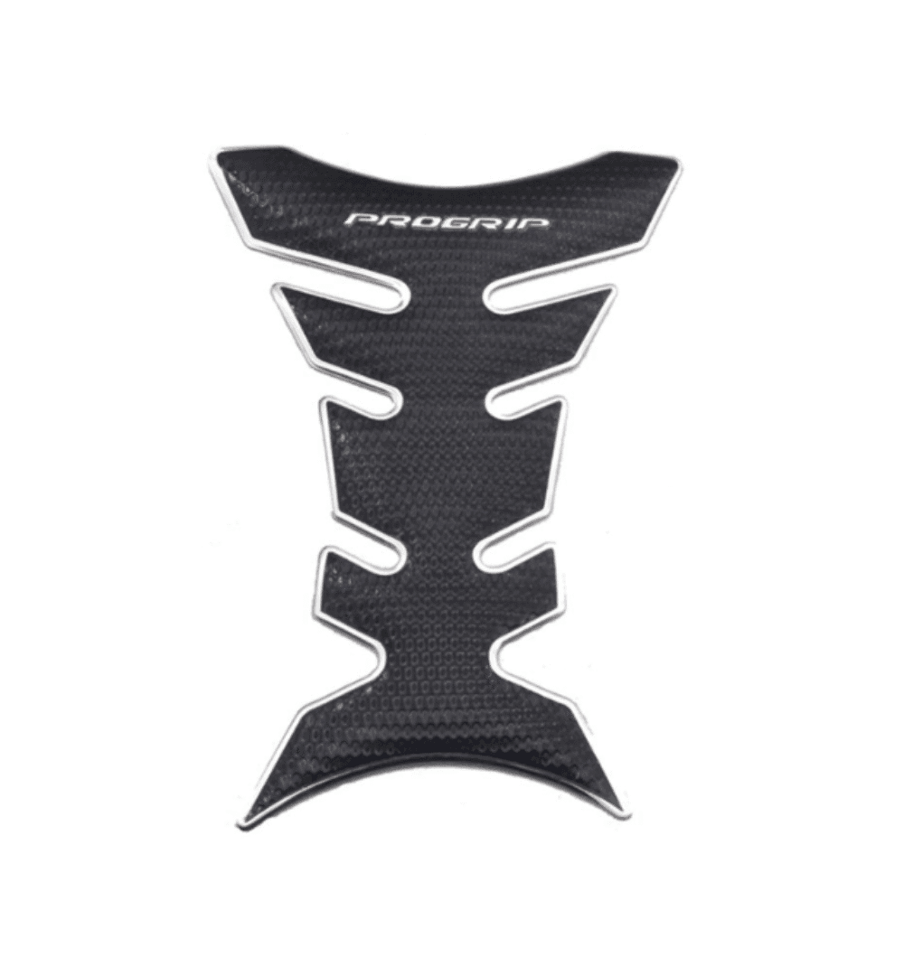 Universal Carbon Fiber with Silver Border Tank Pad – Peel & Stick Fuel Tank Protector