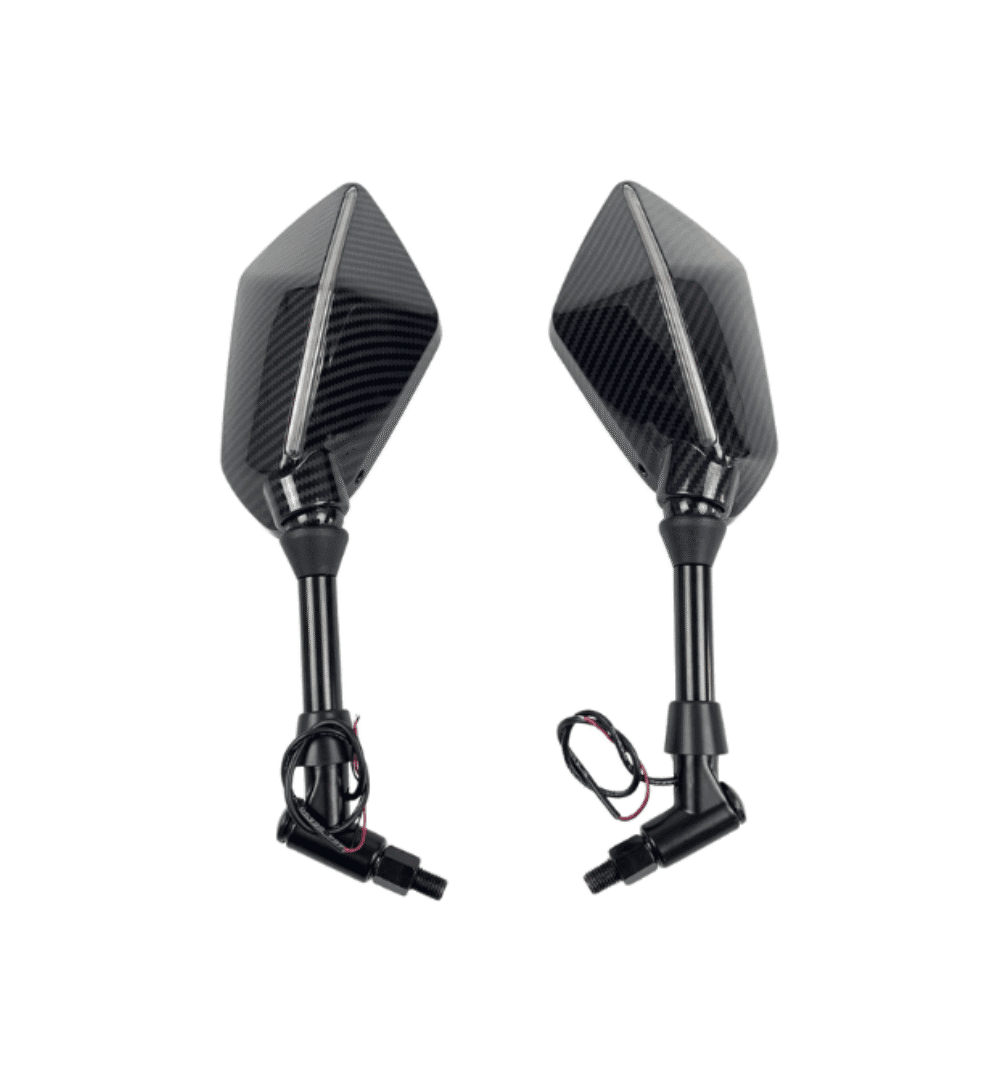 Universal Bike Side View Mirrors with Built-in LED Indicators – Signal Blinkers Included