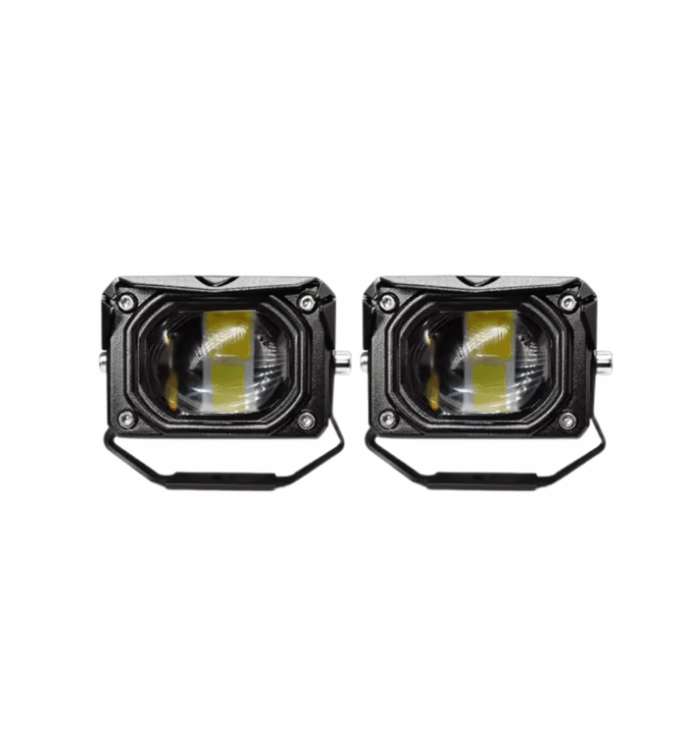 PAIR – Dual-Color LED Spotlights (White/Yellow) – Fog & Driving Lights for Bikes & Cars