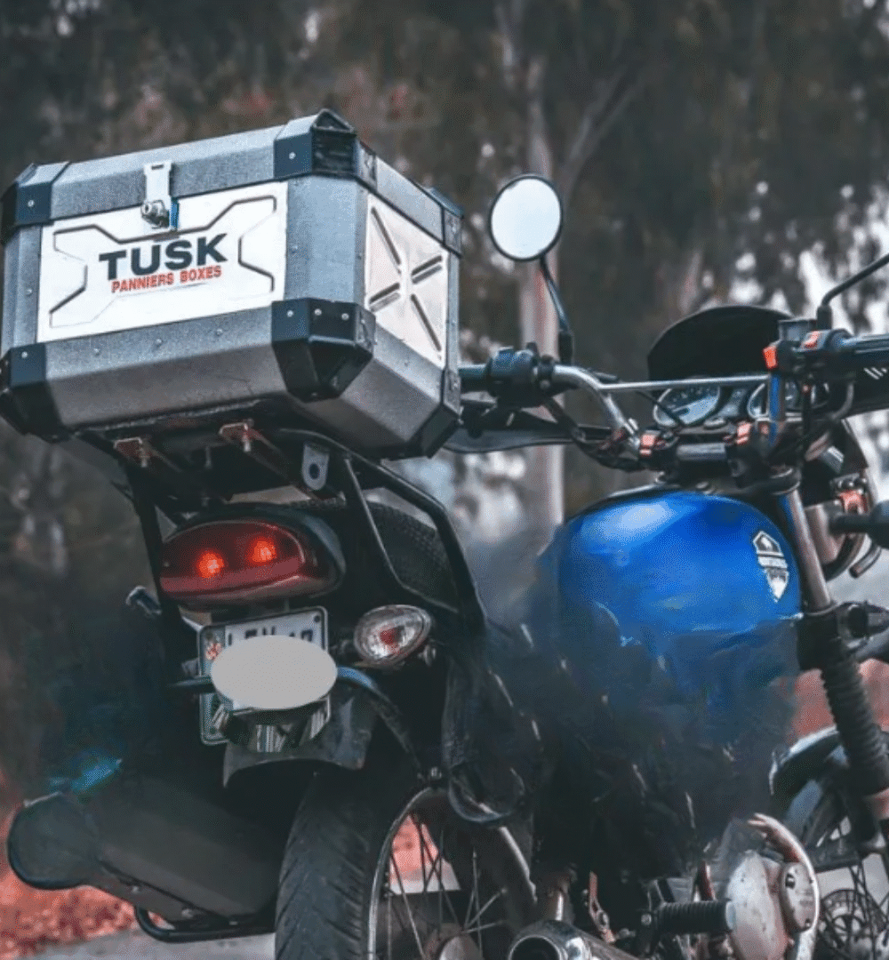 Tusk Adventure Series Aluminum Pannier Box – With Secure Lock (Random Color)