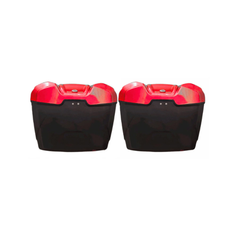 RiderX Side Gear Box Pair – Red & Black Plastic Side Boxes for Motorcycles