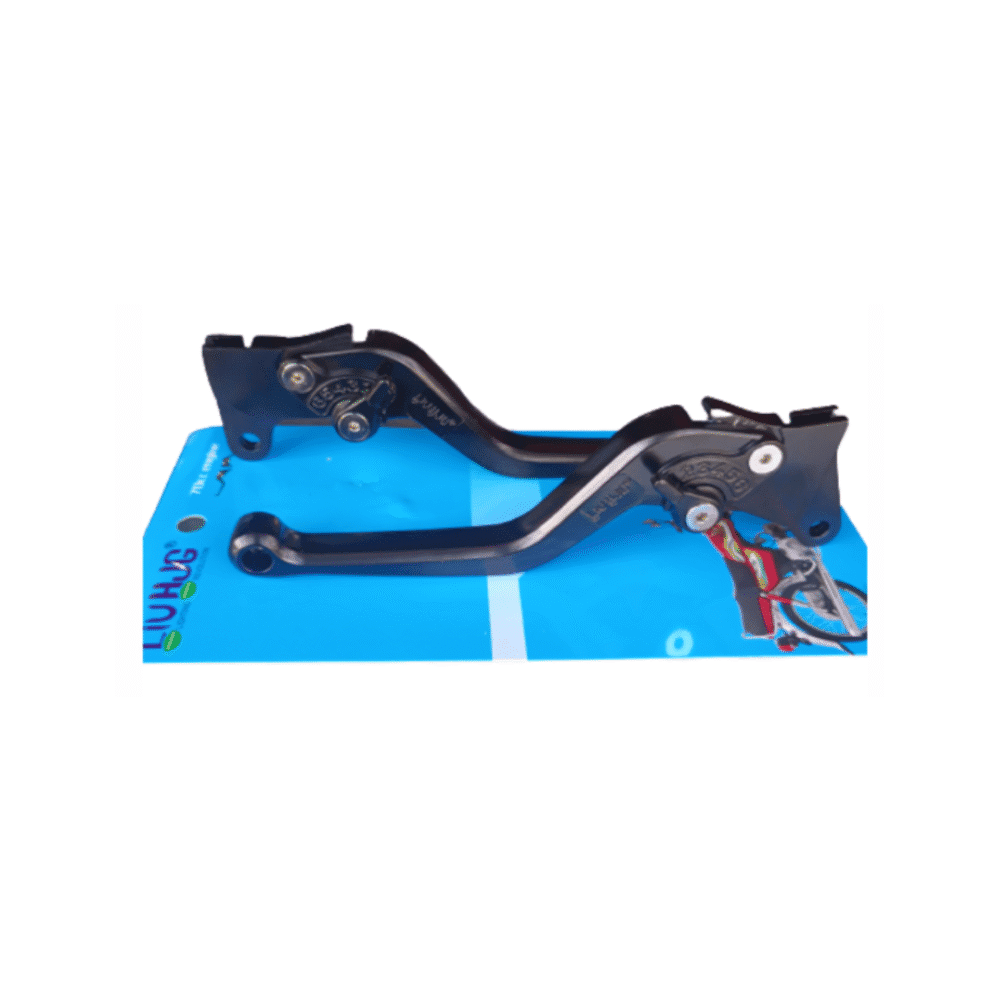 HJG CNC Adjustable Brake & Clutch Levers (6-Point) – Black Aluminum for Honda 70 & China 70cc Bikes
