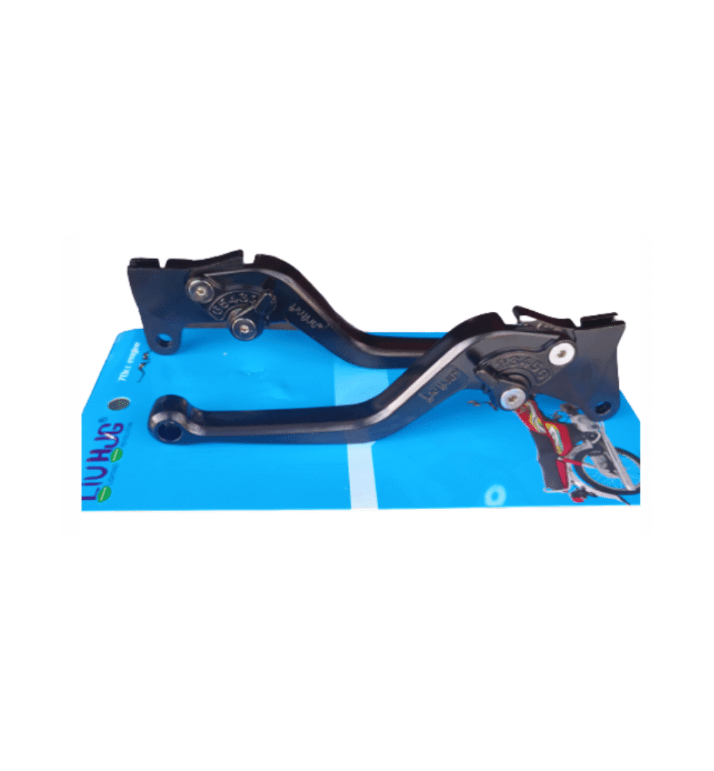 HJG CNC Adjustable Brake & Clutch Levers (6-Point) – Black Aluminum for Honda 70 & China 70cc Bikes