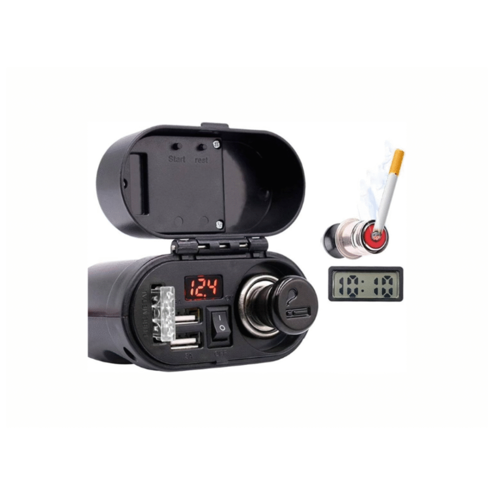 3-in-1 Waterproof Bike Lighter with Dual USB Charger & Digital Clock - Image 2