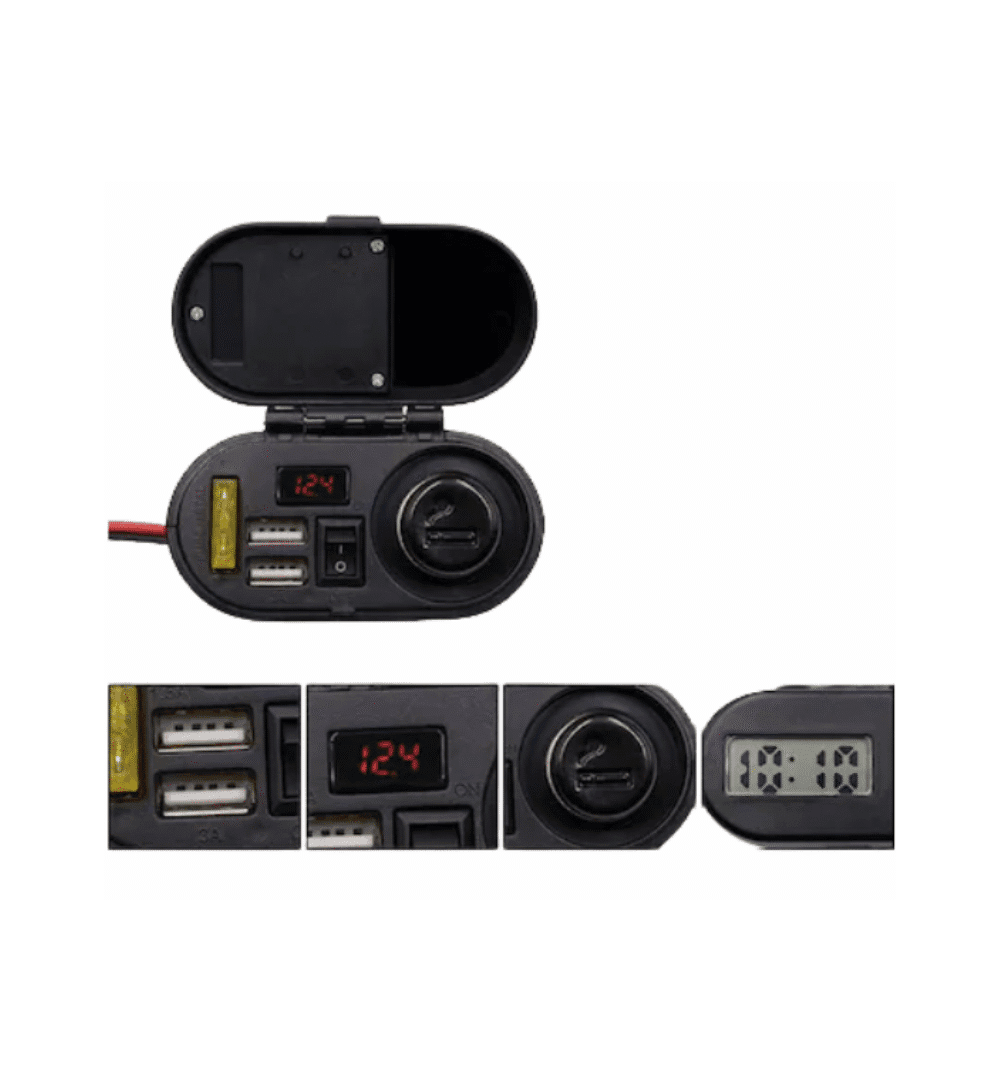 3-in-1 Waterproof Bike Lighter with Dual USB Charger & Digital Clock