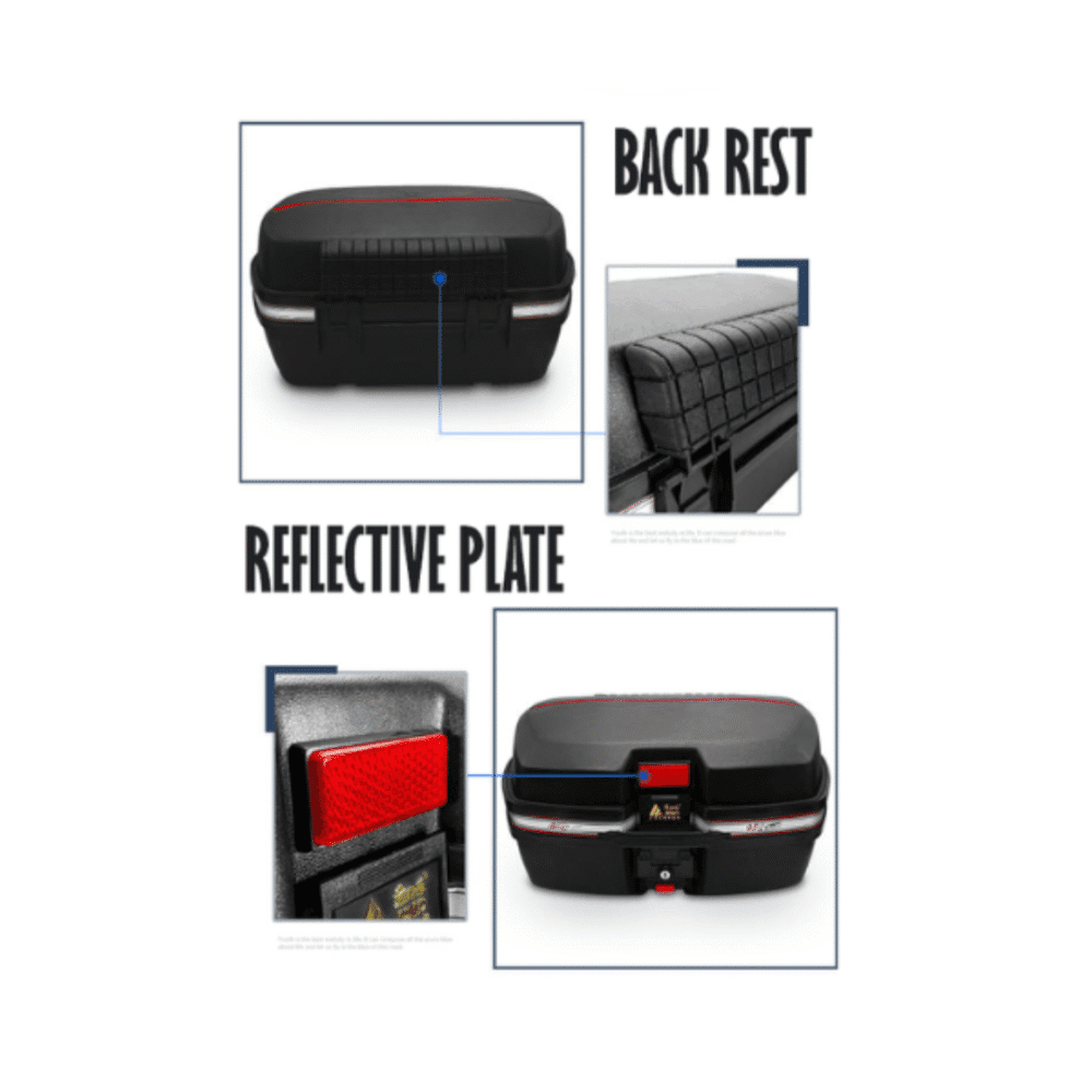 ADLO 982 Heavy-Duty Rear Top Box – 72L with Metal Plate | Universal Motorcycle Storage Case - Image 2