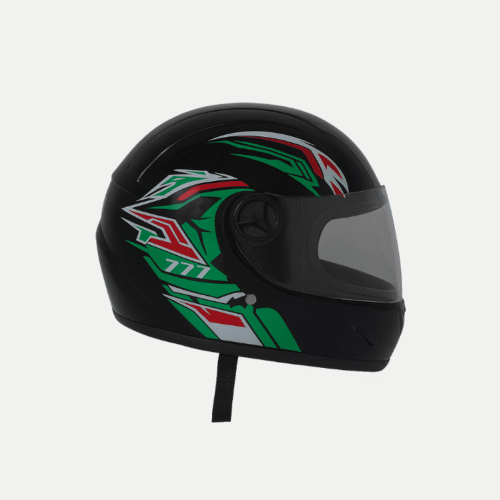 Super Air Full Face Helmet – Model 777 | Glossy Black with Random Colors Graphics