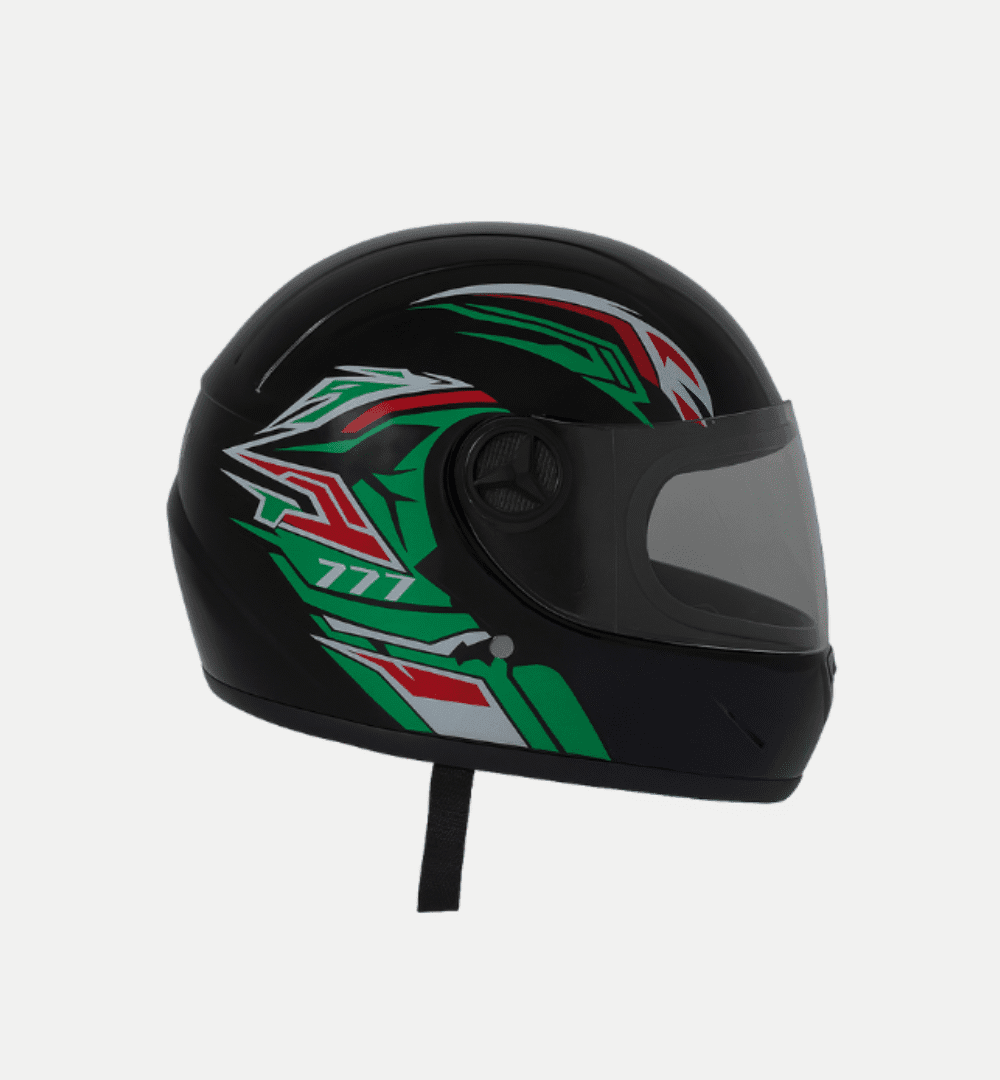 Super Air Full Face Helmet – Model 777 | Glossy Black with Random Colors Graphics