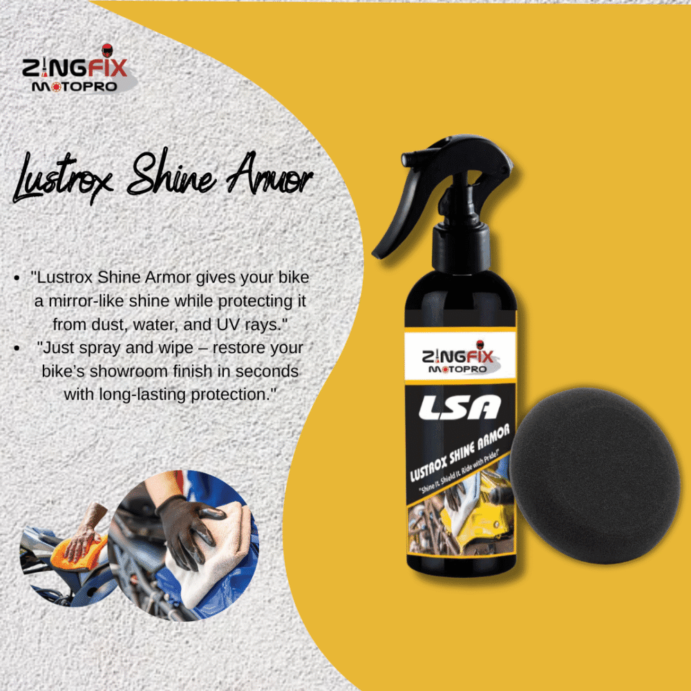 Zingfix Lustrox Shine Armor – 400ML with Applicator Pad | Instant Gloss & Surface Protection Spray