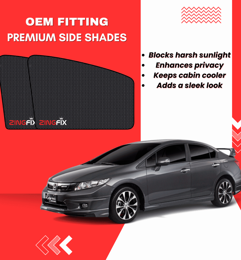 Zingfix Premium Mesh Foldable Side Window Shades for Honda Civic (2012-2016)