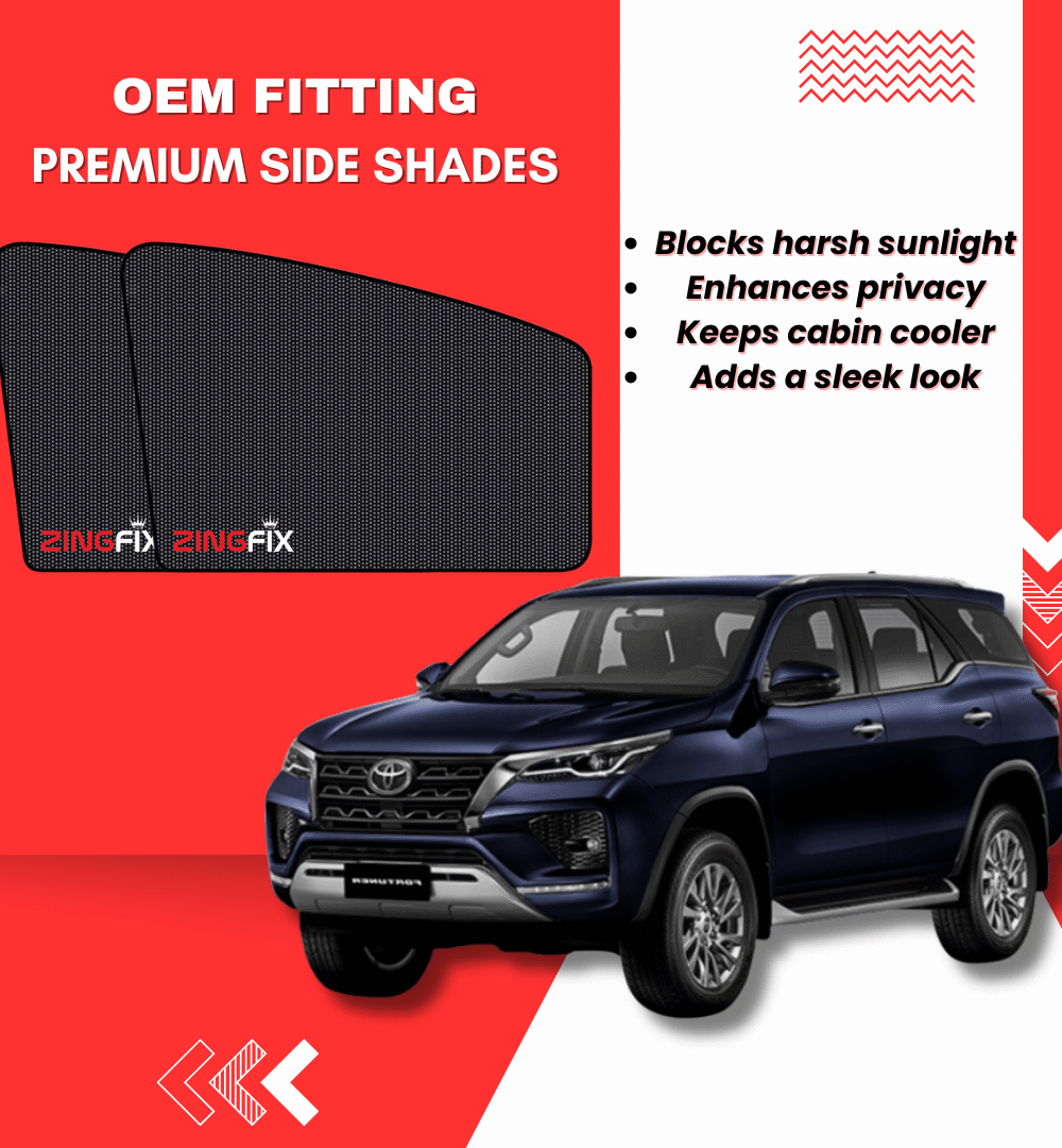 Zingfix Premium Mesh Foldable Side Window Shades for Toyota Fortuner (2017-2025)