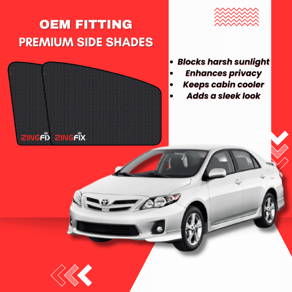 Zingfix Premium Mesh Foldable Side Window Shades for Toyota Corolla (2009-2014)