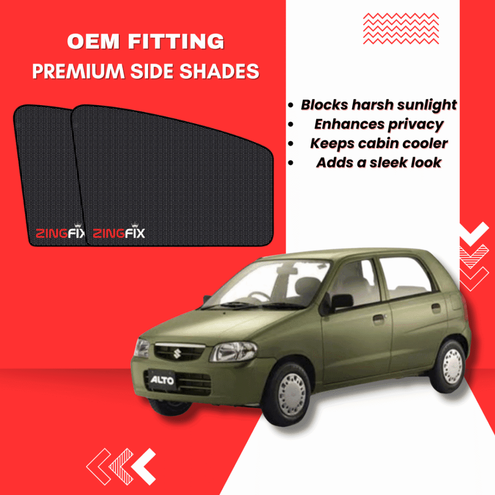 Zingfix Premium Mesh Foldable Side Window Shades for Suzuki Alto (2002-2012)